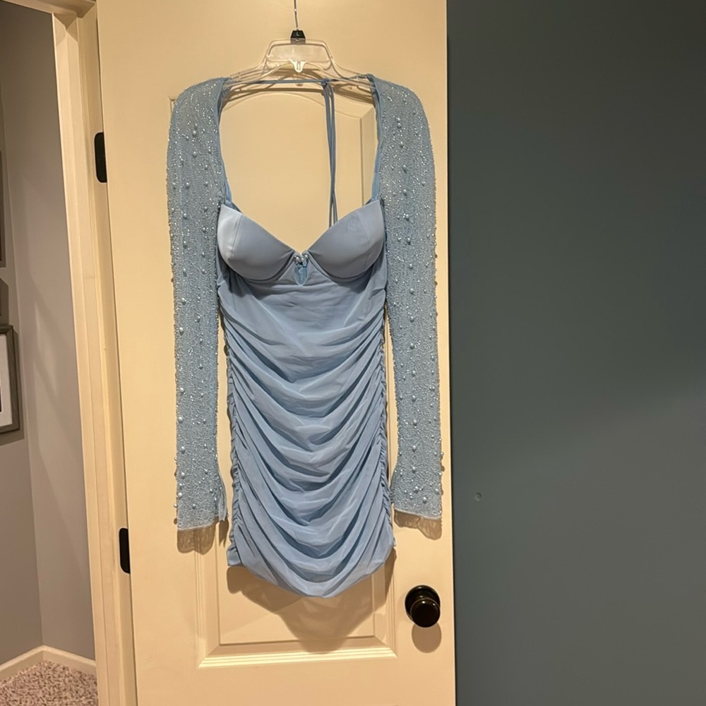 Baby Blue pearl beaded dress